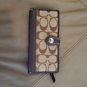Coach Brown Signature Slim Wallet